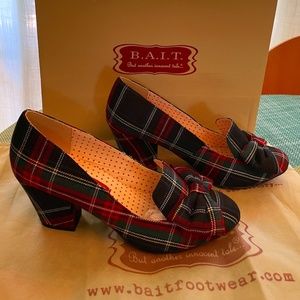BAIT Footwear "Hippy" Plaid Pump with Bow - Black - 7
